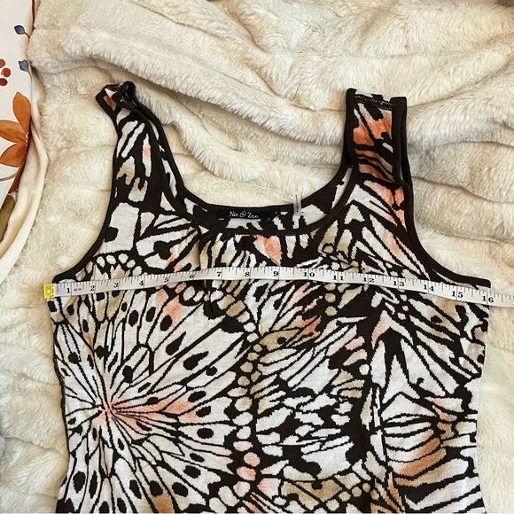 NIC+ZOE Womens S Brown White Butterfly Wing Abstract Print Sleeveless Knit Top - Picture 4 of 7